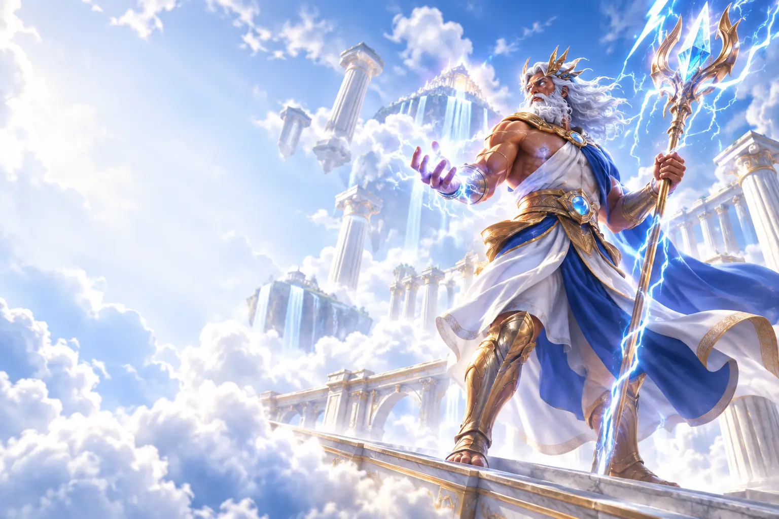 Guardián mitológico entre nubes para la guía Gates of Olympus AFUN